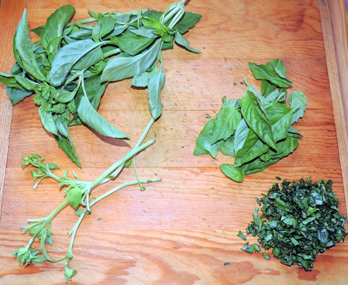 left to right, top to bottom basil prep