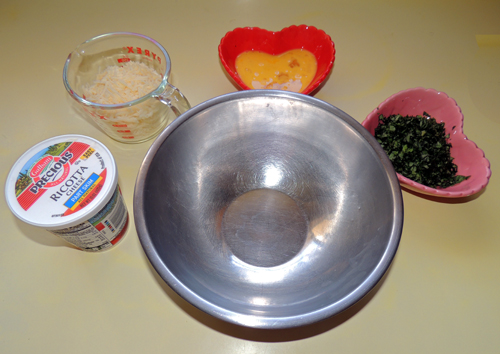mise en place for prepping the cheese filling