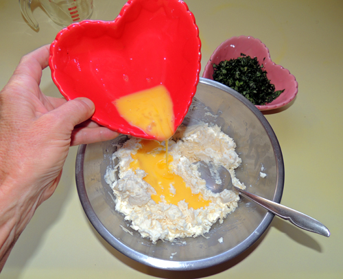 add beaten egg