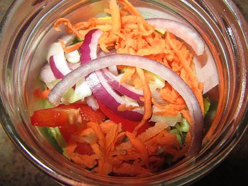 Delicious, healthy and money saving salad in a jar.