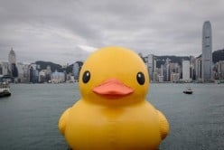 Giant Inflatable Duck leaving Hong Kong for the United States