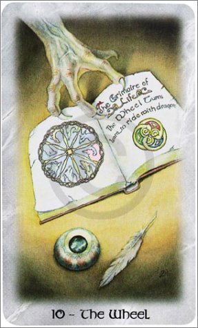 The Celtic Dragon Tarot by D.J. Conway (Author), Lisa Hunt (Artist). This Tarot Card is The Wheel
