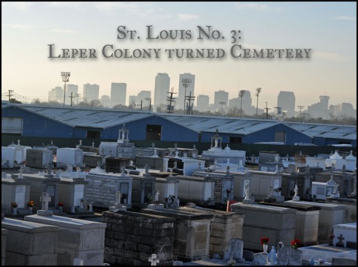 View of the Cemetery with the blue roofs of the Fairgrounds and the cityscape in the distance.