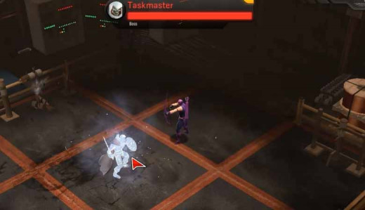 Marvel Heroes Use Hawkeye low level powers to defeat the Taskmaster. Freeze the taskmaster's lectures and teach him a lesson.
