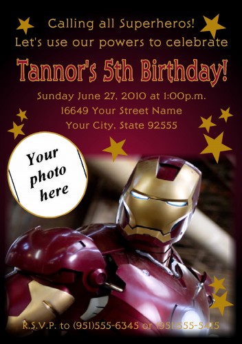 Iron Man Themed Party Invitations