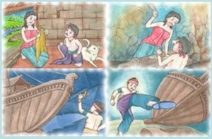 An visual illustration about Sangkuriang.