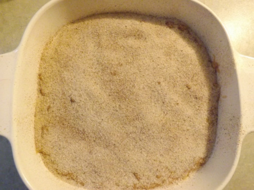 Sprinkle on batter in pan.