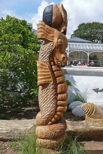Things to Do In Falmouth: Find the Sea Monster Carving in Gyllyngdune Gardens.