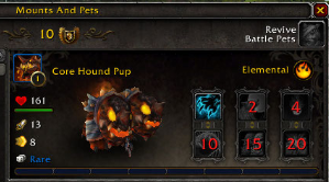 The Core Hound Pup can be used as a battle pet.
