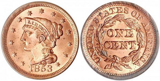 1853 Braided Hair Large Cent