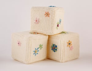 Free Knitting Pattern: Embroidered Baby Blocks