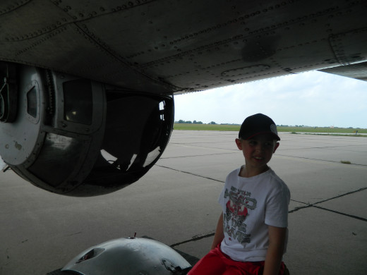 My son standing beside the turret. It was amazing how small it truly is.