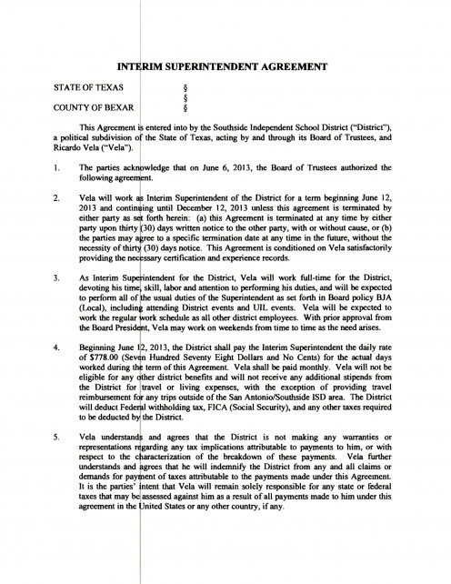 Page 1: Contract, Ricardo R. Vela