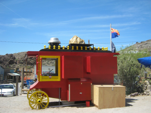 A cool old coach parked in Oatman, Arizona