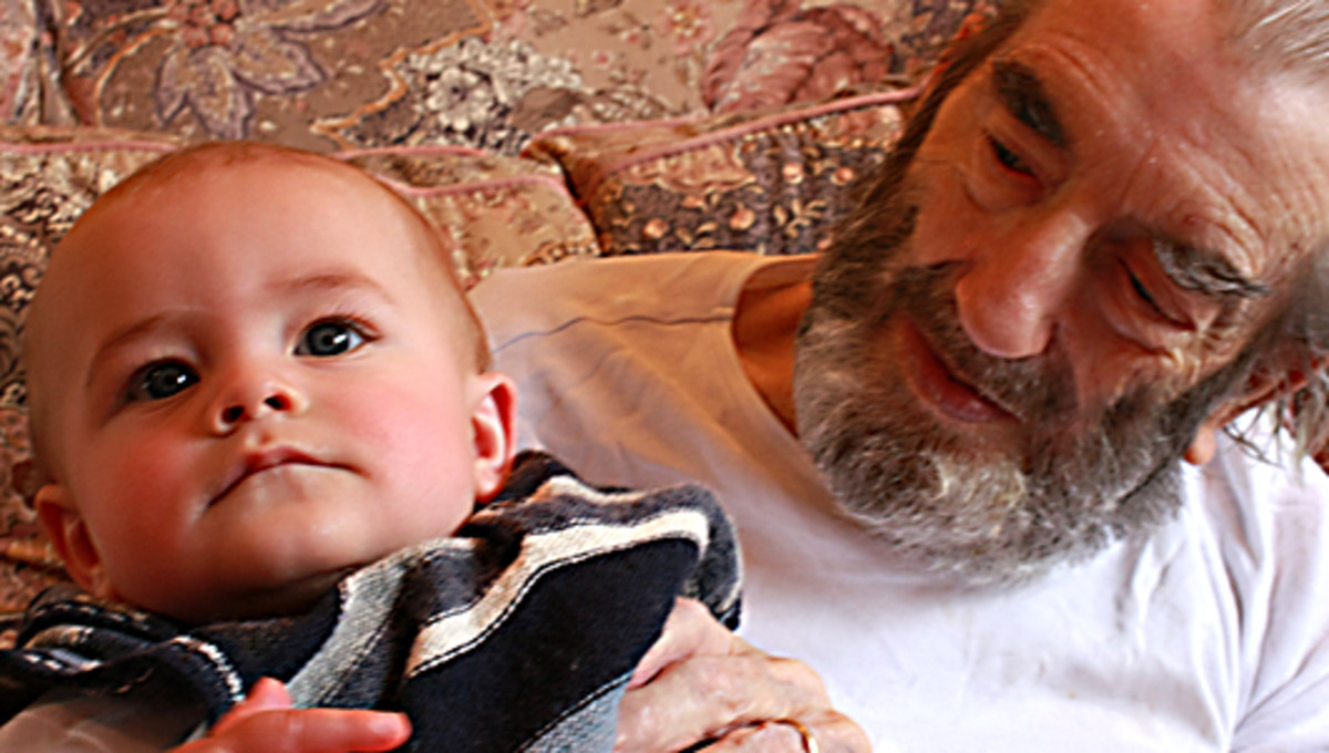 My father with his first great grandchild, Alfie, in 2008