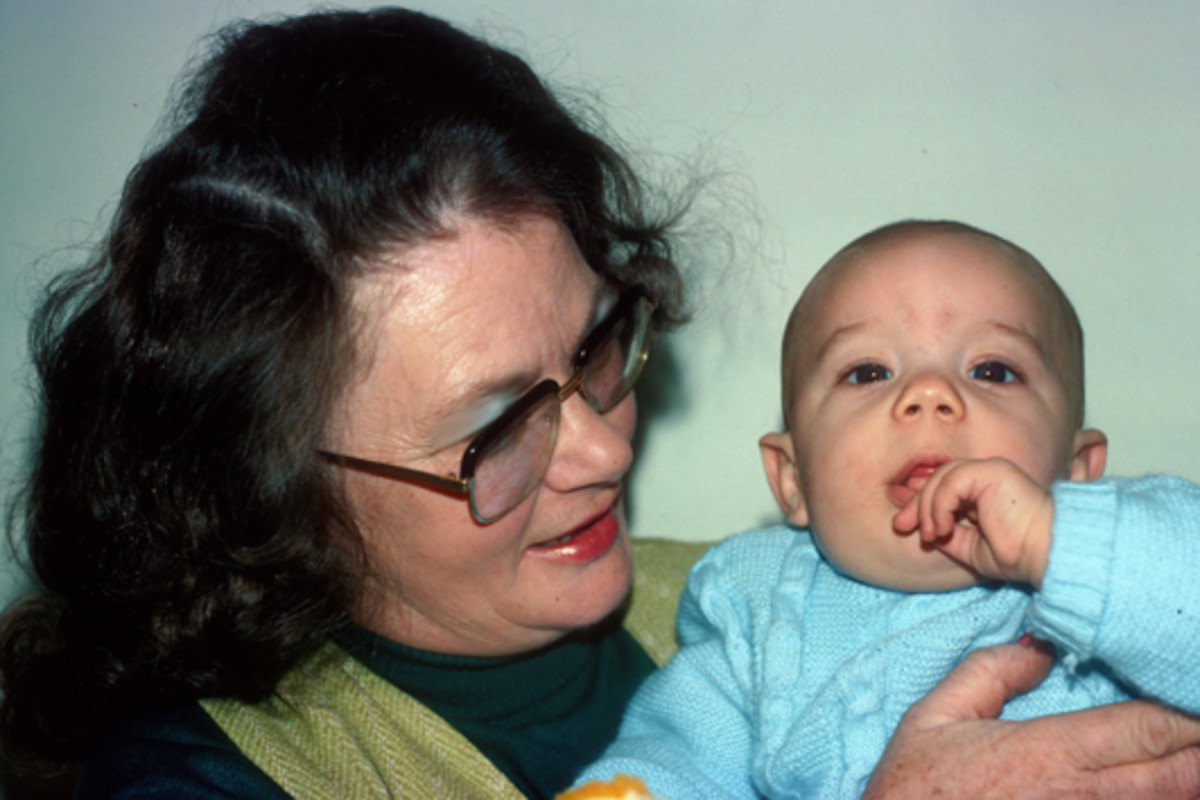My mother with her first grandchild, Michael, in 1980