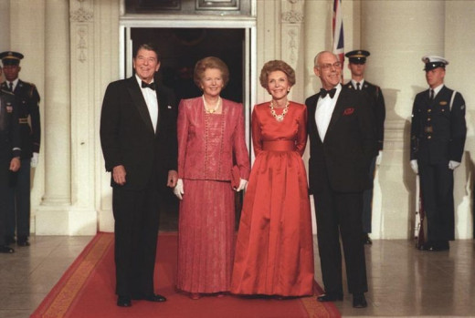 Ronald Reagan and Margaret Thatcher (along with their partners) were the two highest profile advocates of a free trade economy in the 1980's.