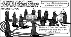 a panel from an anti Dungeons and Dragons comic published by Jack Chick