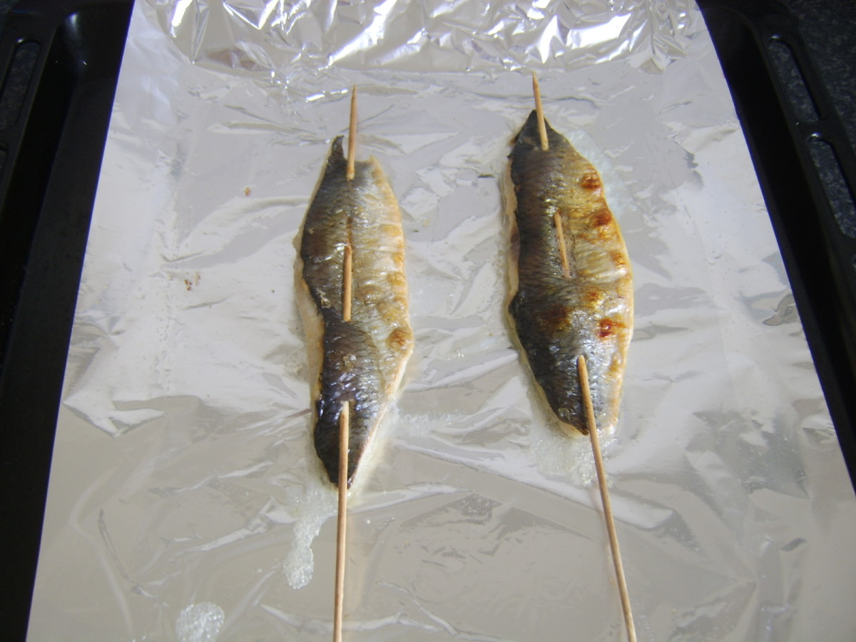 Grilled herring fillets