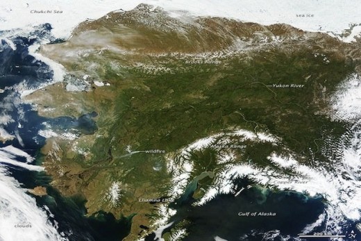 This satellite photo shows a rare sight indeed clear skies above Alaska.