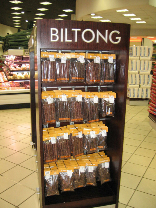 Biltong for sale in a Despar supermarket, Johannesburg