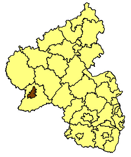 Map location of Trier in the Rhineland-Palatinate 