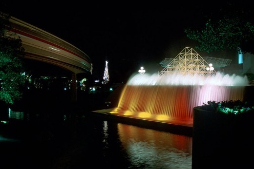 Water "Up" with EPCOT Christmas Tree in Background.