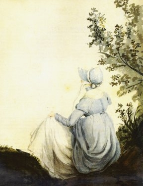 A watercolor of Jane Austen by her sister, Cassandra. 