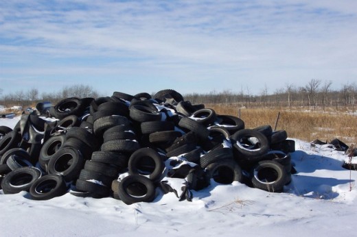 Landfill waste of tyres