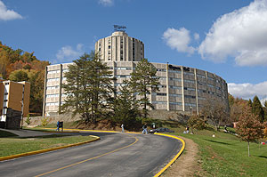 GSP scholars are housed in Mignon Tower pictured here behind Mignon Hall.