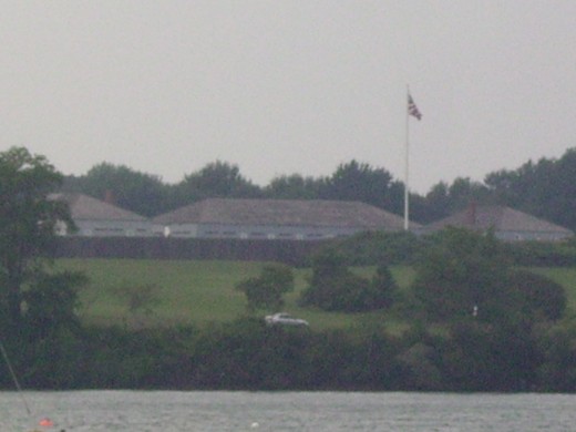 View of British Fort George in Canada from American side of Niagara River.  Following their abandonment of Ft. Niagara under the terms of the1794 Jay Treaty, the British built Ft. George to defend Canada and control shipping traffic on Great Lakes