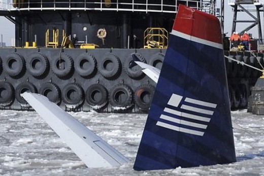 US Air 1549 tail in the ice