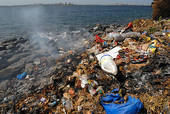 junk washing ashore along the coast