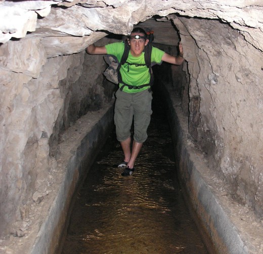 Walks guide David Parkes of Tenerife Outdoors in the tunnel between Cuevas Negras and Barranco de los Cochinos