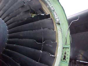 Damaged compressor blades