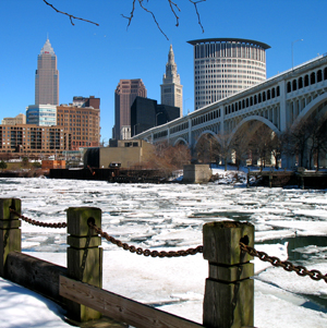 The Cuyahoga River in winter