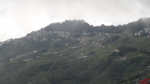 Darjeeling town captured from the terrace of the Hotel Travellers Paradise