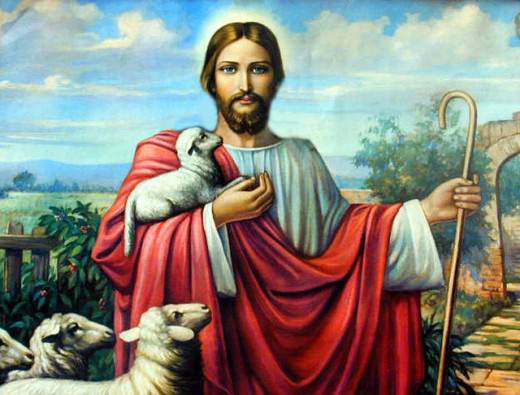 Jesus tending to his precious flock