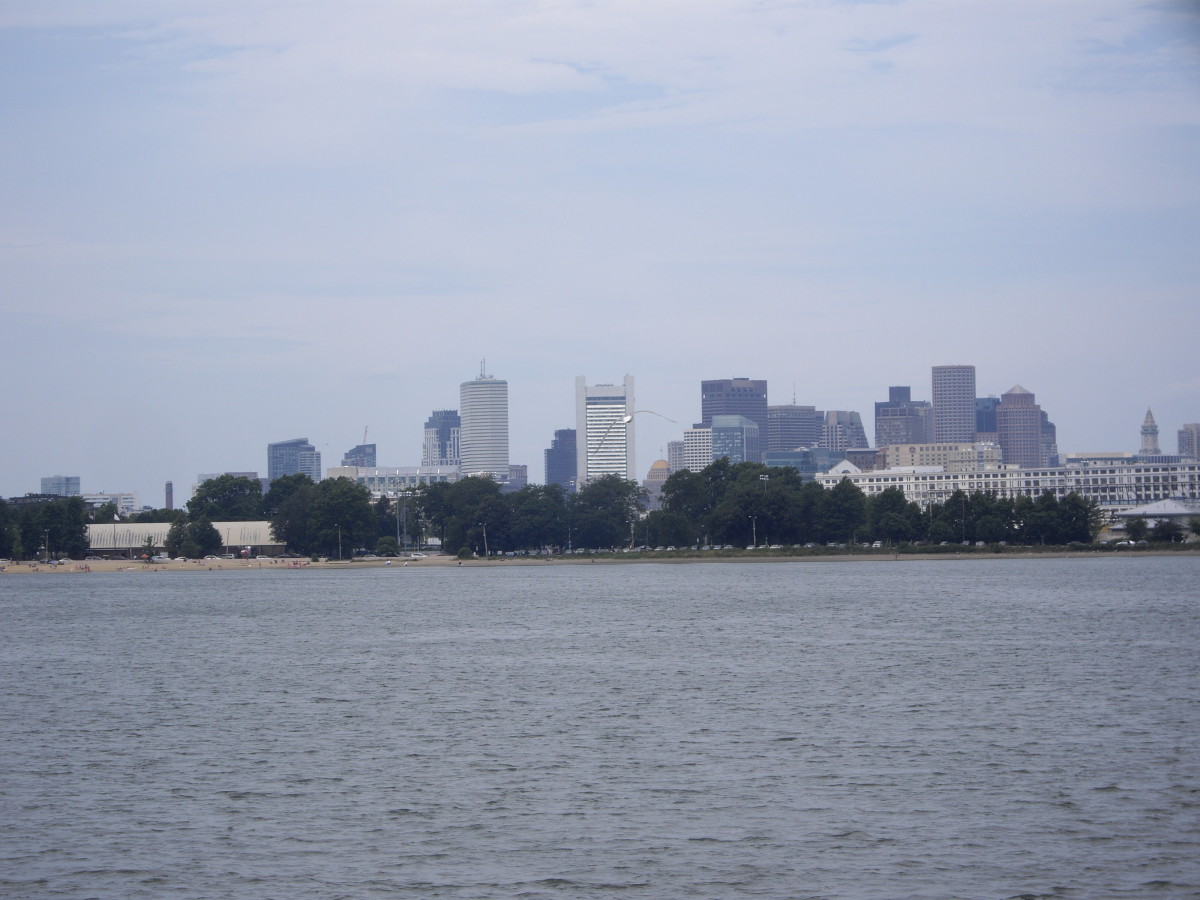 Looking back, I can see Boston's skyline
