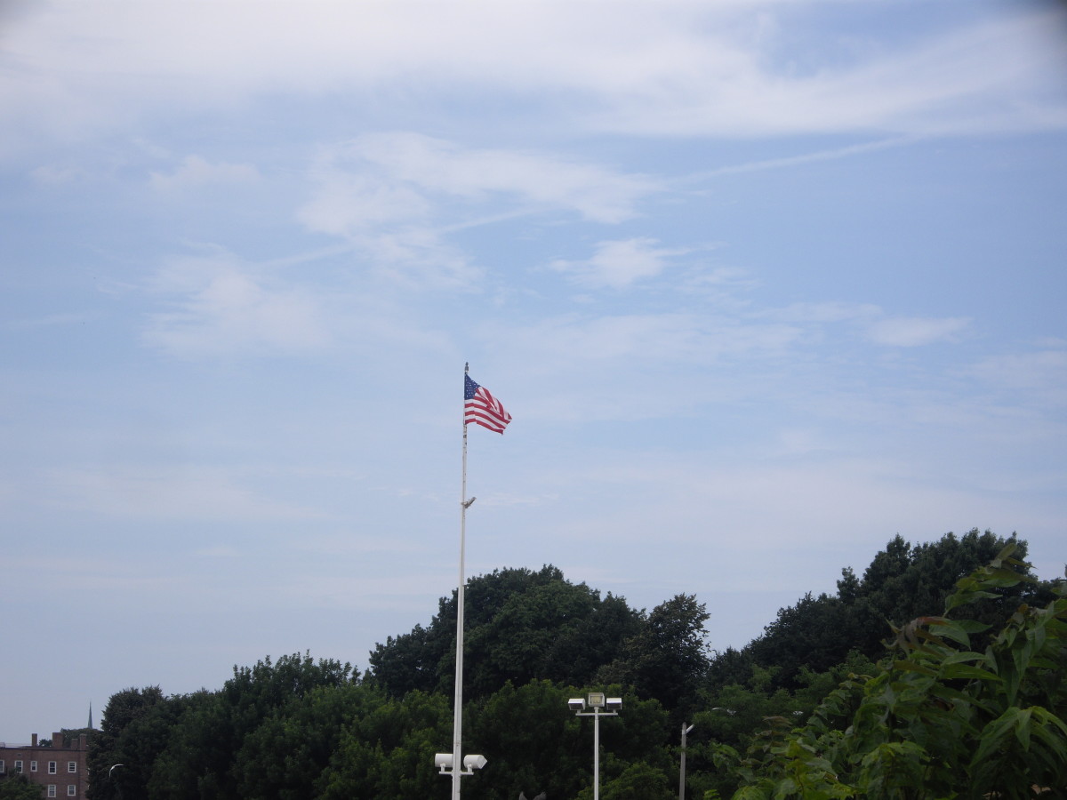 The flag, raised high near Pleasure Bay