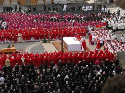 A see of red, crimson and black at the funeral of Pope John Paul II