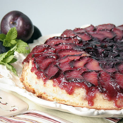 Plum and Blueberry Upside Down Cake