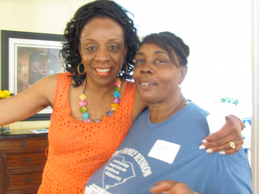My sister Doris poses with our cousin Bette, who also helped put this event together. 