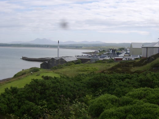 Bowmore on Loch Indaal from above and to the south-west