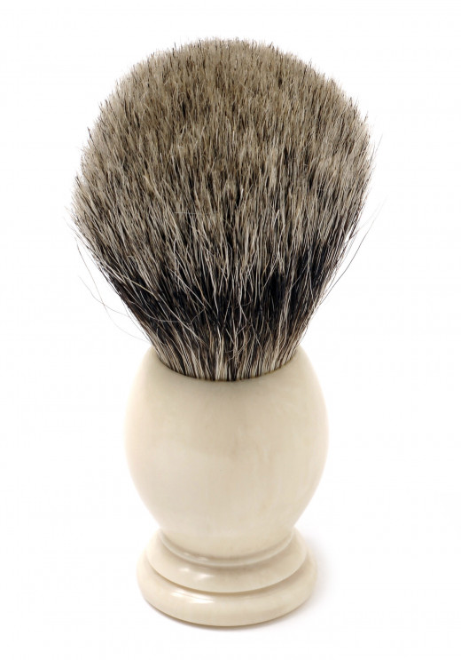 A badger hair shaving brush.  