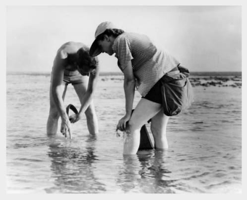 Rachel Carson with Bob Hines conducting Marine Biology Research 1952
