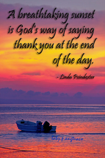 a photoquote about a sunset as God's thank you