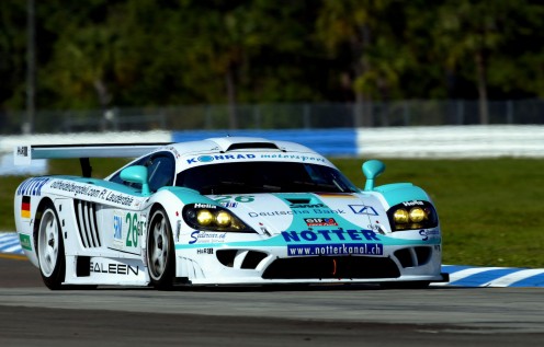 The Saleen S7, Saleen's flagship supercar, competing on the track in S7R racing trim