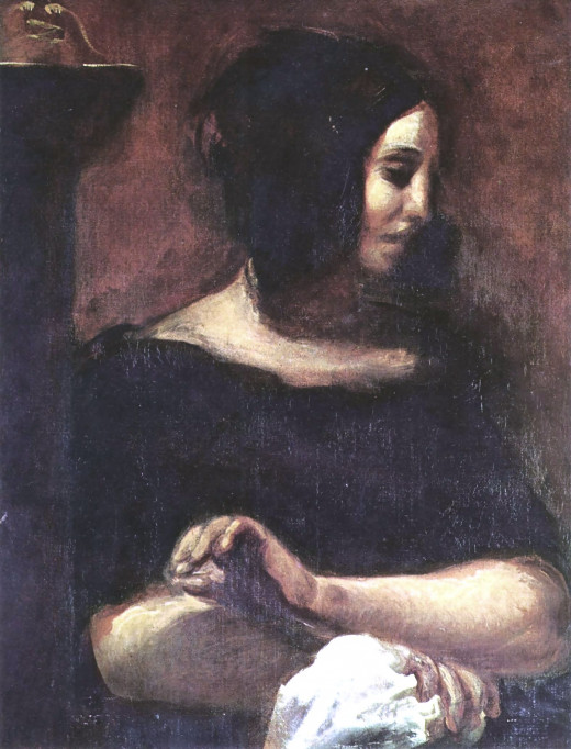 Portrait of George Sand by Eugene Delacroix 