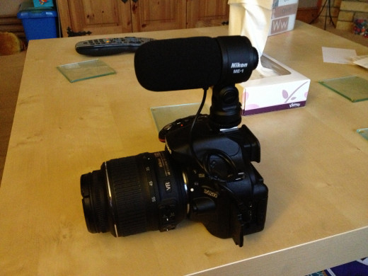 A Nikon D5200 with ME-1 Stereo Microphone attached.